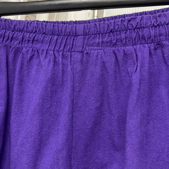 B’ Gauze Solid Purple Cotton Capri Pants - Picture 3 of 7